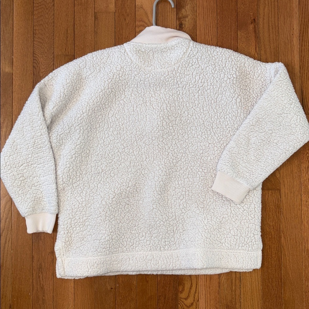 Aerie Sherpa Quarter Zip Pullover Oversized Teddy Fleece Cozy Sweatshirt Small - Picture 6 of 7